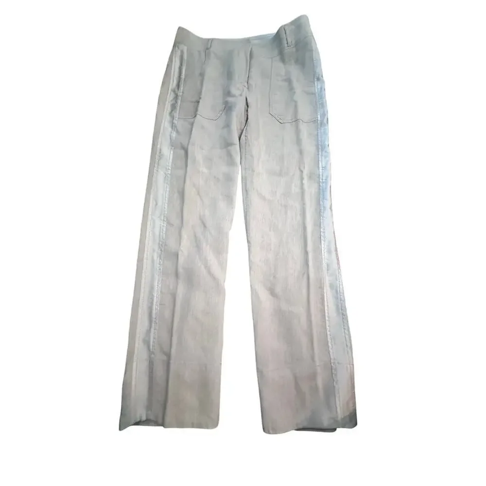 Tonet Men's White Mid Rise Side Stripe Straight Leg Pants Size 44